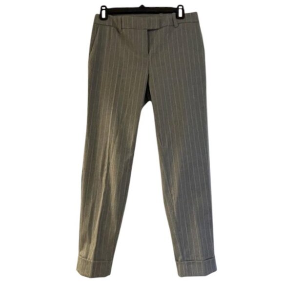 Calvin Klein grey white pinstripe cropped cuff women's trouser pants size 10 - Picture 1 of 5